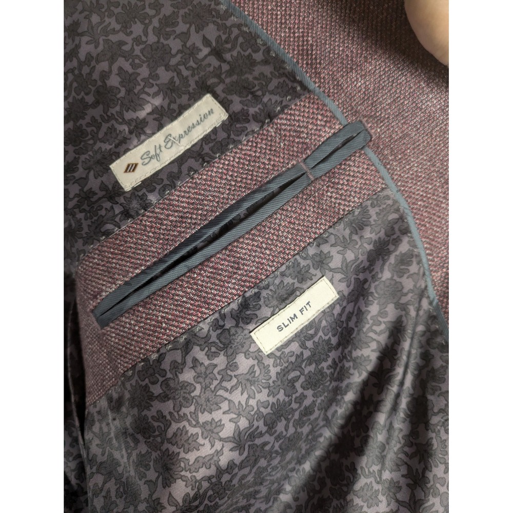 Joseph Abboud Blazer Men's 46 Regular Burgundy Slim Fit Linen Wool Heritage - Picture 7 of 10